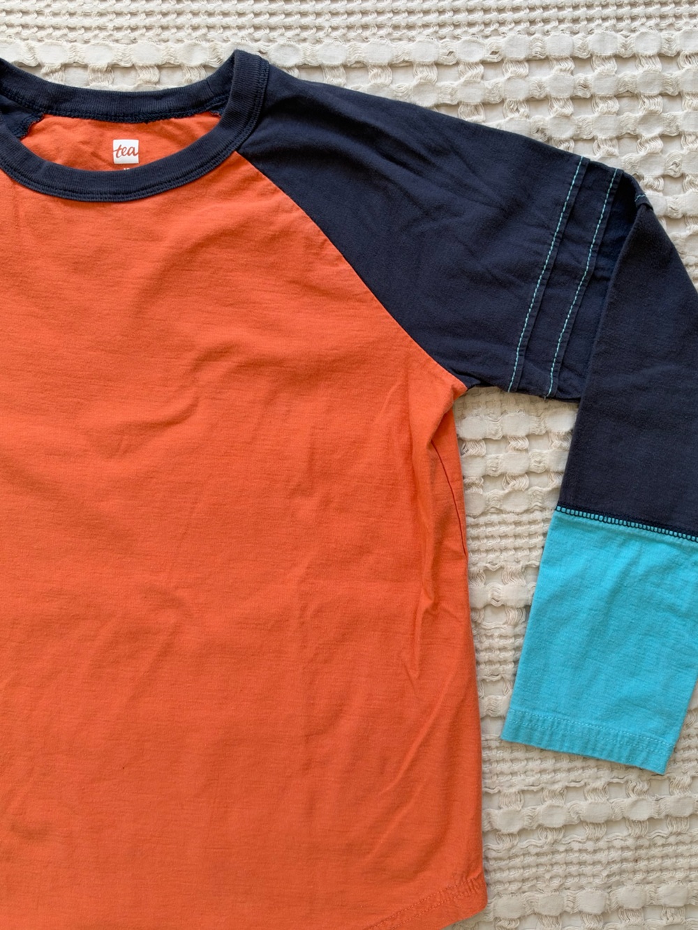 Tea Collection Orange, Navy & Teal Long Sleeve Colorblock Tee